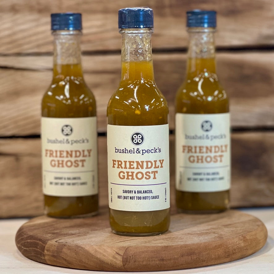 B&P's Ghost Pepper Hot Sauce - Small Batch Handmade - Three Bottles Friendly Ghost!